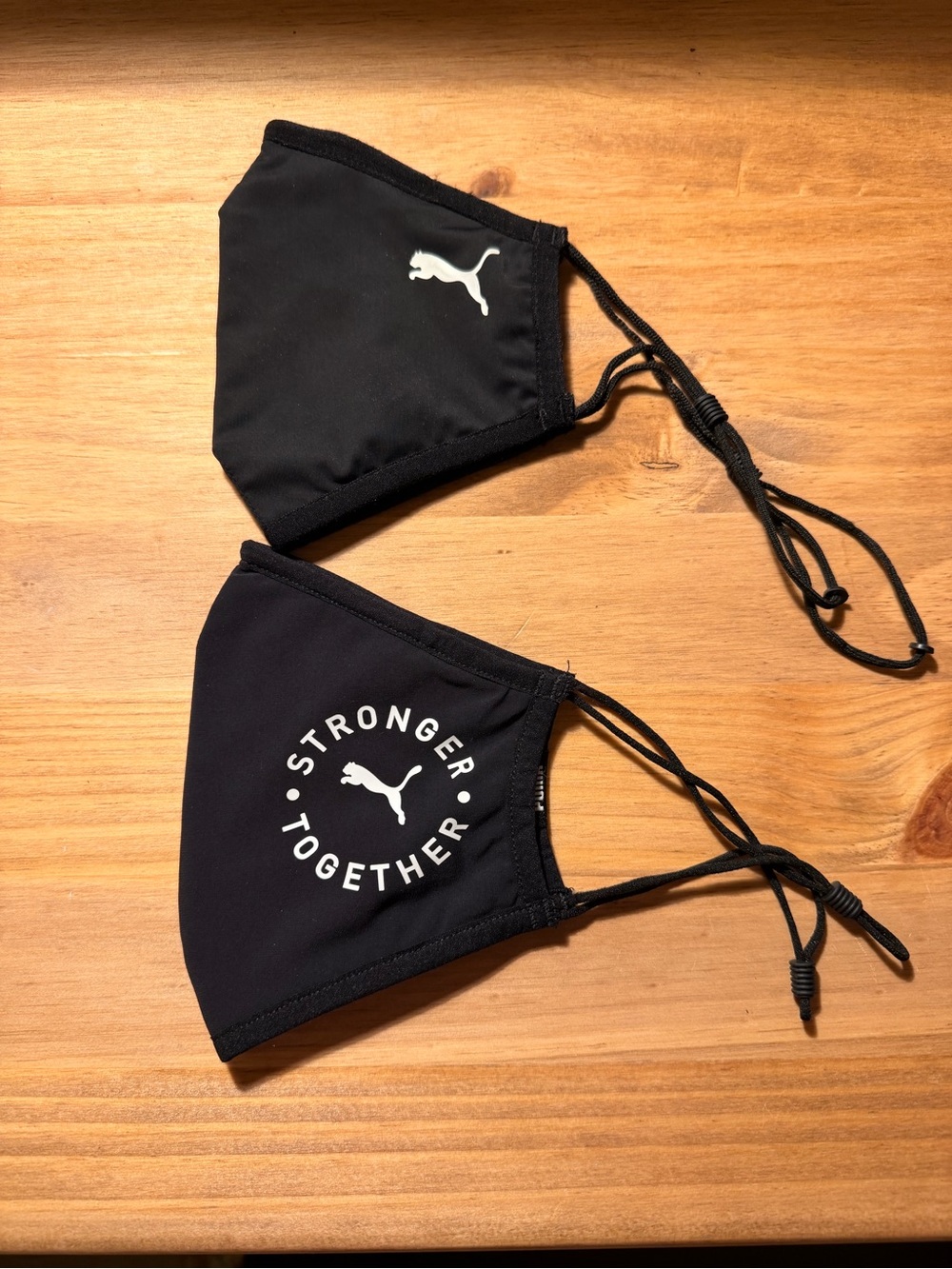 Puma Black Face Mask Duo with White Logo and 'Stronger Together' Print